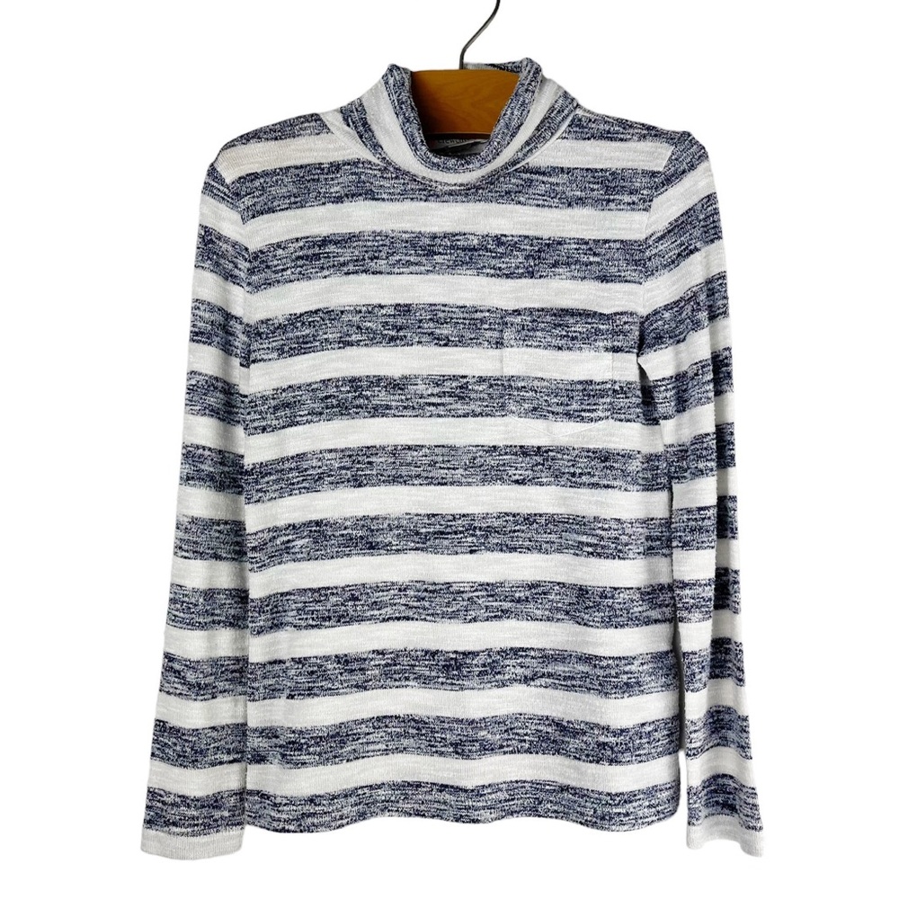 Crewcuts Striped Turtleneck Navy Blue & White Size 6-7